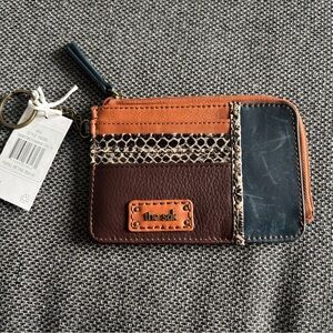 The Sak Tan Navy and Brown Leather Card Holder